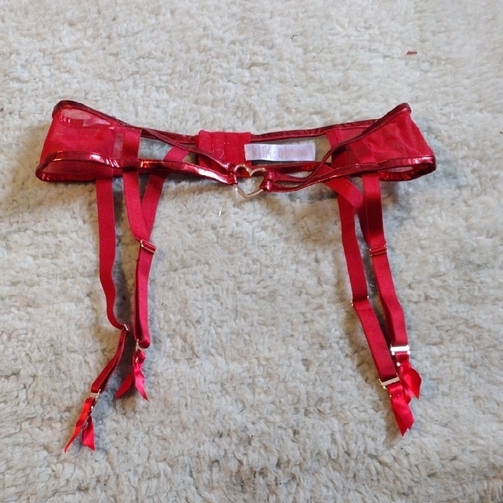 Savage X Fenty Shiny Red Garter Belt